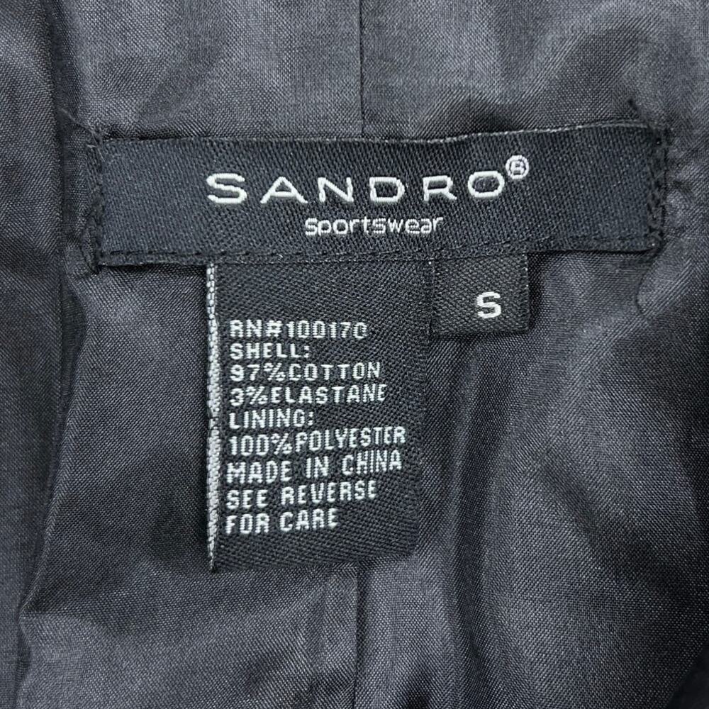 Sandro Womens Size S Biker Jacket Asymmetrical Cotton Zip Pockets Black - Picture 12 of 14